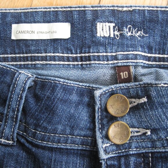 Kut from the Kloth Cameron Straight Leg Jeans Size 10 Medium Wash Denim Cotton - Picture 4 of 9